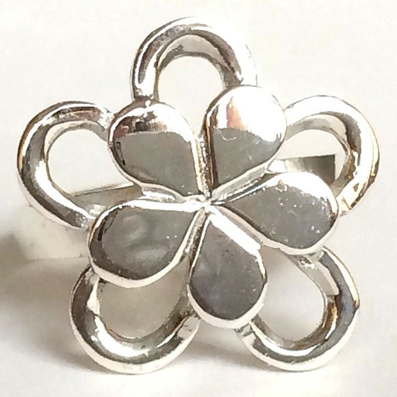 Sterling Silver Daisy Flower Cocktail Ring Size 8 Art Deco Retro Vintage 925 - Picture 1 of 12